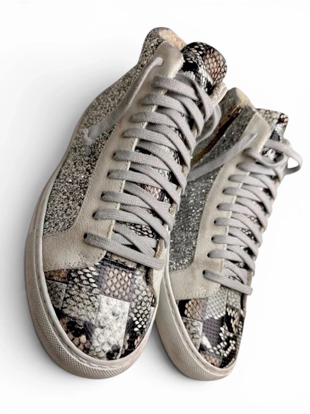 P448 Snakeskin Glitter High Top Sneakers EU 41 US 10 Made in Italy